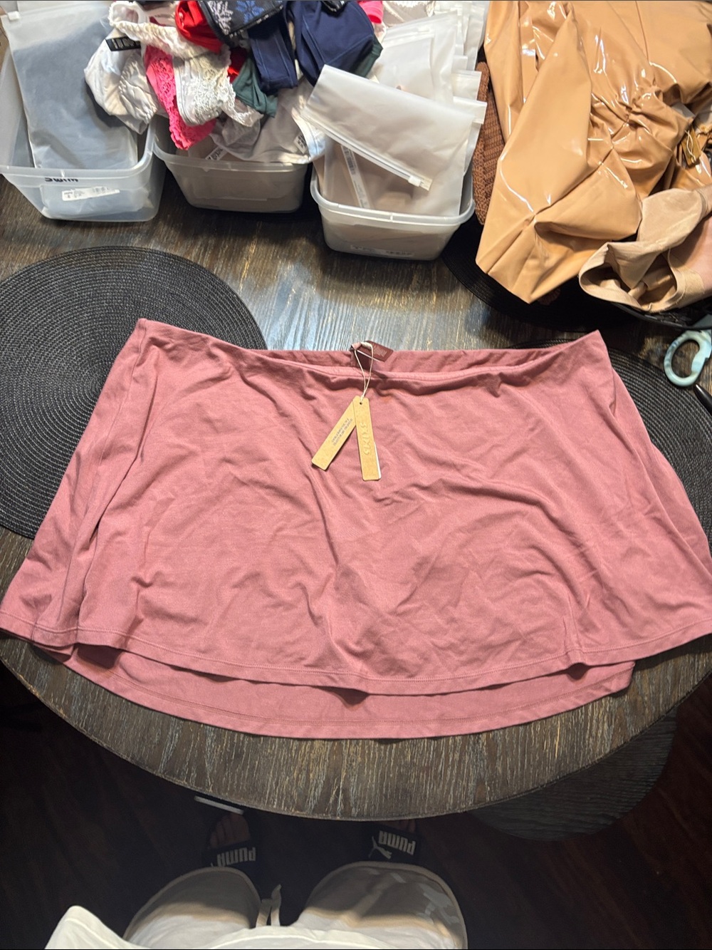 SKIMS Mauve Pink/redwood smooth lounge Skirt 4X (smokers) NWT